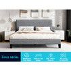 ALFORDSON Bed Frame Single Size Upholstered Wingback Base Wood Fabric Grey SARAH