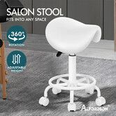 ALFORDSON Salon Stool Saddle Swivel Barber Hair Dress Chair Sierra All White