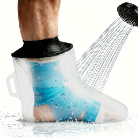 Waterproof Reusable Foot & Ankle Cast Cover, Soft Comfortable Watertight Protector for Post-Surgery Shower & Injury Care