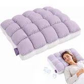 Cooling Pillow for Sleeping,Fluffy Cloud Pillow with Ice-Silk Touch,Breathable Quilted Grid Design,for Side and Back Sleepers,Machine Washable
