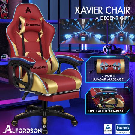 ALFORDSON Gaming Office Chair Racing Massage Computer Seat Footrest Leather