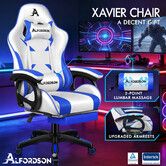 ALFORDSON Gaming Office Chair Racing Massage Computer Seat Footrest Leather
