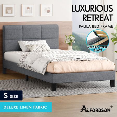 ALFORDSON Bed Frame King Size Mattress Base Platform Fabric Grey Linus