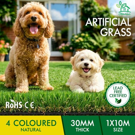 OTANIC Artificial Grass 30mm 1x10m Synthetic Turf 10SQM Roll Fake Yarn Lawn