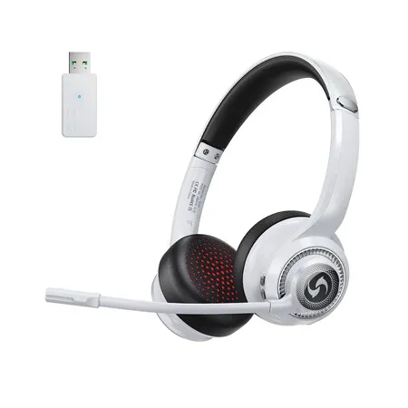 Wireless Headset with Mic for Work,Dual-Mode Bluetooth 2.4GHz Dongle,50H Talk Time,Headphone with mic ENC Noise Cancelling fit for Computer Laptop Teams