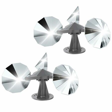 2 Pack Bird Deterrent Reflective Spinning Reflector with Plastic Base, Keep Pigeons Woodpeckers Sparrows Away for Outdoor Boats Roofs Patio Gardens