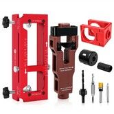 ALL-IN-ONE Aluminum Door Hinge & Lock Latch Jig, 2.5"–5" Square /1/4"/5/8" Radius Router Template, Mortising & Door Hole Drilling Tool