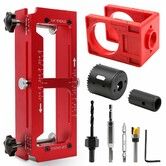 Door Hinge & Lock Installation Jig, Aluminum Router Template, 2.5"–5" Square /1/4"/5/8" Radius Mortising Tool for Knobs & Deadbolts