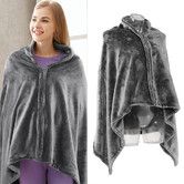 Heated Blanket Wrap, 5V USB Plush Heated Shawl Wearable Heated Poncho with 3 Heat Setting for Car Office Home Travel, Gray