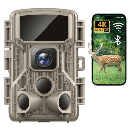 Trail Camera 64MP 4K HD Game Camera with 100ft Night Vision 0.1s Trigger Time Motion Activated 130 Degree Wide Angle Ip67 Waterproof WiFi Hunting Camera
