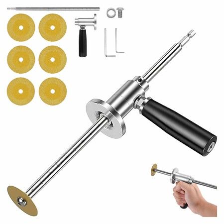 Inside PVC Pipe Cutter with Diamond Grit Cutting Wheel & Handle, Fits 1-1/2"–8" Pipes, 7" Adjustable Cut Depth, 1/4" Hex Shank for Impact Drivers