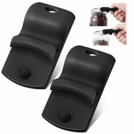 2 Pack Magnetic Canning Jar Opener for Regular & Wide Mouth Mason Lids, Vacuum Seal Remover with Storage Magnet, Patent Pending (Black)