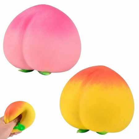 15cm Giant Peach Squishy Stress Relief Toy, Squeezy Peaches Fidget Sensory Ball for Anxiety Management and Party Favors (Pink and Yellow)