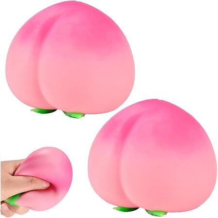 2 Pack 15cm Giant Peach Squishy Stress Relief Toy, Squeezy Peaches Fidget Sensory Ball for Anxiety Management and Party Favors (Pink)