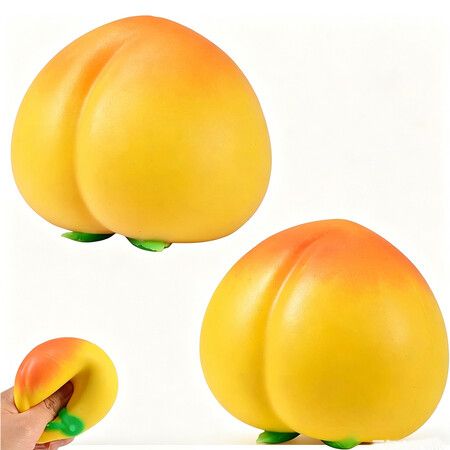 2 Pack 15cm Giant Peach Squishy Stress Relief Toy, Squeezy Peaches Fidget Sensory Ball for Anxiety Management and Party Favors (Yellow)
