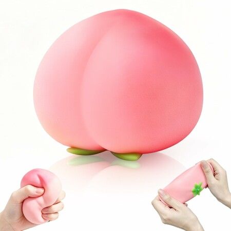 15cm Giant Peach Squishy Stress Relief Toy, Squeezy Peaches Fidget Sensory Ball for Anxiety Management and Party Favors (Pink)