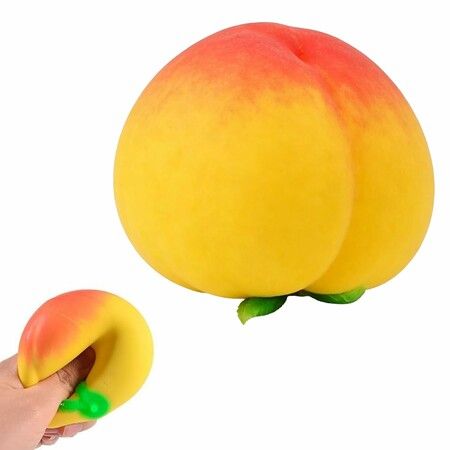 15cm Giant Peach Squishy Stress Relief Toy, Squeezy Peaches Fidget Sensory Ball for Anxiety Management and Party Favors (Yellow)