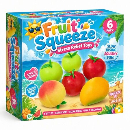 6PCS Slow Rising Fruit Squishy Toys, Realistic Fidget Squeeze Toys, Sensory Stress Relief for Kids, Bulk Party & Birthday Favors