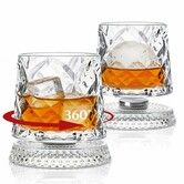 10oz Spinning Whiskey Glasses Set of 2,Rotating Old Fashioned Clear Rocks Glasses for Scotch Bourbon,Cocktail Glasses for Bar,Party,Home,and Gift