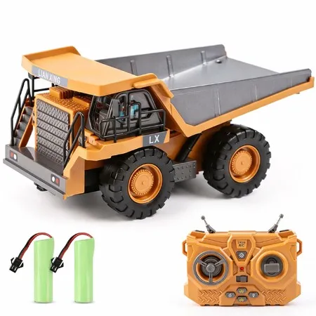 RC Dump Truck Toy,Remote Control Construction Truck with Bed Lift Lower,4WD Heavy Duty Sand Toy with 2 Batteries,Best Birthday Gifts for Boys Age3+