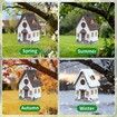 Bird Houses for Outside Rustic Cottage Birdhouse with Thatch Roof Hand-Painted Resin Birdhouses for Outdoors