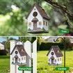 Bird Houses for Outside Rustic Cottage Birdhouse with Thatch Roof Hand-Painted Resin Birdhouses for Outdoors