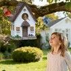 Bird Houses for Outside Rustic Cottage Birdhouse with Thatch Roof Hand-Painted Resin Birdhouses for Outdoors