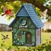 Bird Houses for Outside Cottage Garden Birdhouse Green Resin Birdhouses for Outdoors with Flower and Stone Details