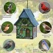 Bird Houses for Outside Cottage Garden Birdhouse Green Resin Birdhouses for Outdoors with Flower and Stone Details