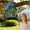 Bird Houses for Outside Cottage Garden Birdhouse Green Resin Birdhouses for Outdoors with Flower and Stone Details