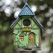 Bird Houses for Outside Cottage Garden Birdhouse Green Resin Birdhouses for Outdoors with Flower and Stone Details