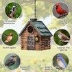 Bird Houses for Outside Real Wood-Look Resin Bird House with Hanging Chain Waterproof Durable Forest Birdhouses