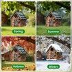 Bird Houses for Outside Real Wood-Look Resin Bird House with Hanging Chain Waterproof Durable Forest Birdhouses