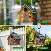 Bird Houses for Outside Real Wood-Look Resin Bird House with Hanging Chain Waterproof Durable Forest Birdhouses