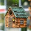 Bird Houses for Outside Real Wood-Look Resin Bird House with Hanging Chain Waterproof Durable Forest Birdhouses