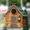 Bird Houses for Outside Real Wood-Look Resin Bird House with Hanging Chain Waterproof Durable Forest Birdhouses