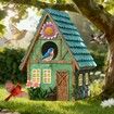 Bird Houses for Outside Cottage-Style Hanging Birdhouse with Flower Accents Hand-Painted Resin Decorative Birdhouses