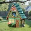 Bird Houses for Outside Cottage-Style Hanging Birdhouse with Flower Accents Hand-Painted Resin Decorative Birdhouses