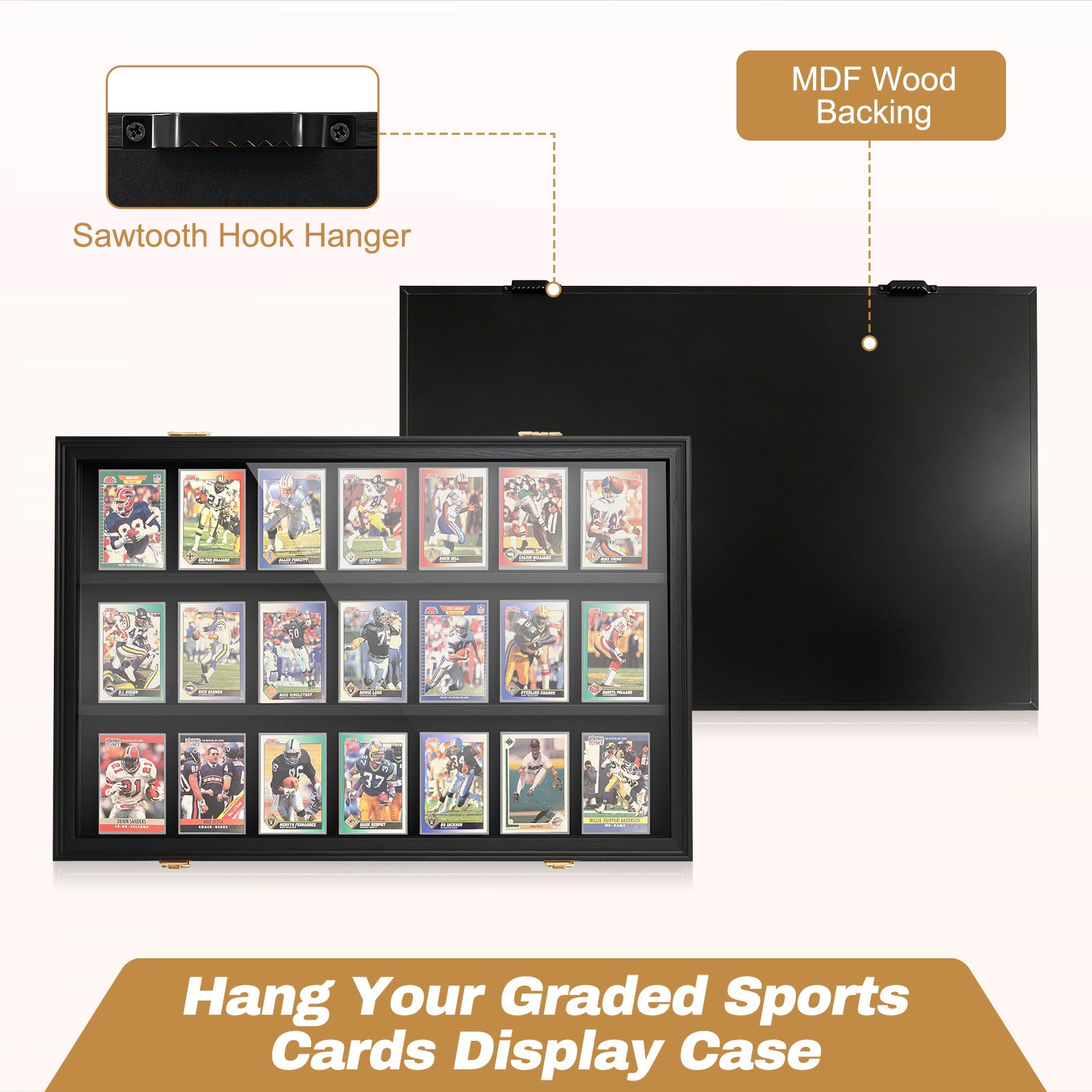 Sports Card Display Case UV Graded Wall Mounted Lockable Cabinet Baseball PSA NBA Basketball Football Hockey Comic Pokemon Game Trading Cards Holder