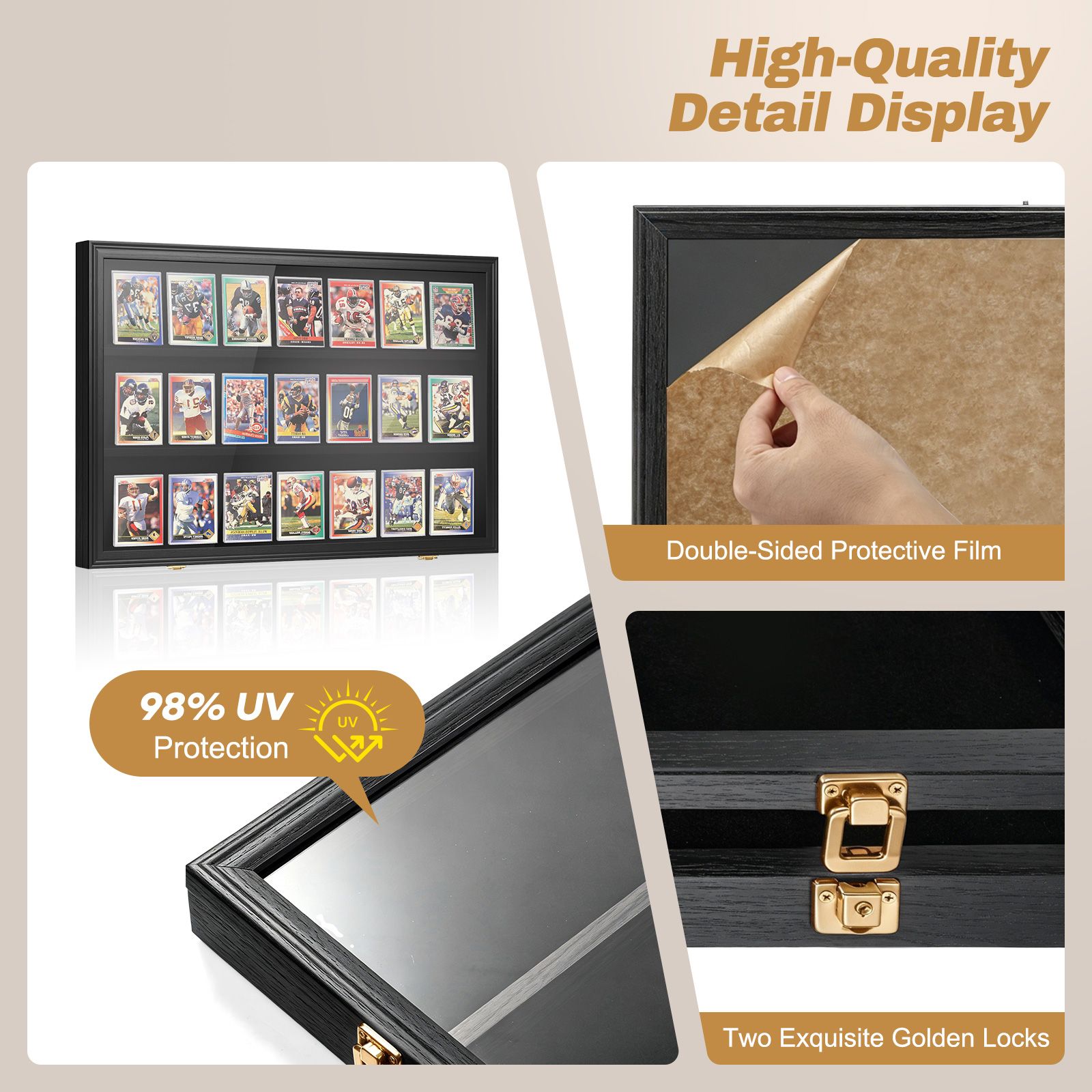 Sports Card Display Case UV Graded Wall Mounted Lockable Cabinet Baseball PSA NBA Basketball Football Hockey Comic Pokemon Game Trading Cards Holder