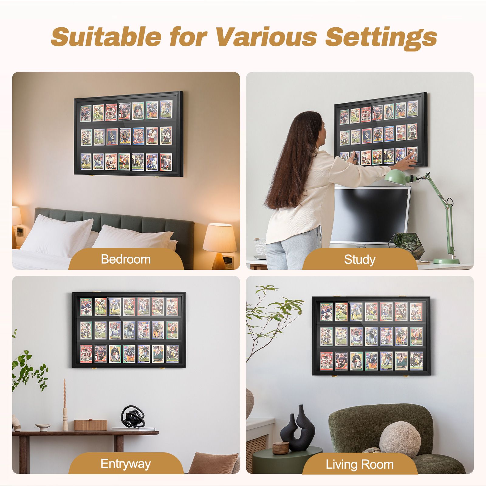 Sports Card Display Case UV Graded Wall Mounted Lockable Cabinet Baseball PSA NBA Basketball Football Hockey Comic Pokemon Game Trading Cards Holder