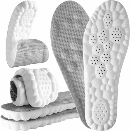 4D Cloud Steppers Insoles for Men and Women Shock Absorption Inserts,Soft Anti-Fatigue,Memory Foam Insoles for Shoes (Men: US 4-7 Women: US 5-8.5)
