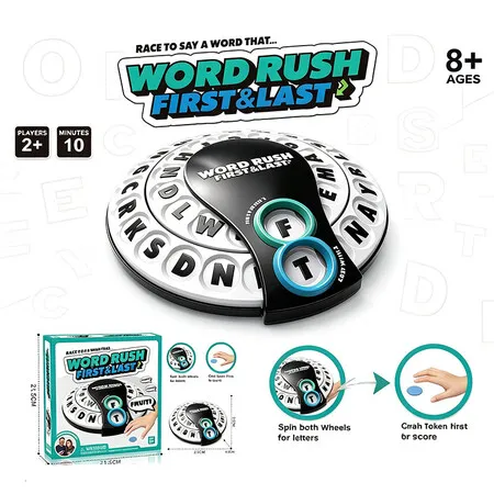 Spin and Shout Word Game Fast Challenge Quick Response Rotating Race Portable Family Fun Gift for Kids Christmas Birthday Party Board Game 2+ PLAYERS