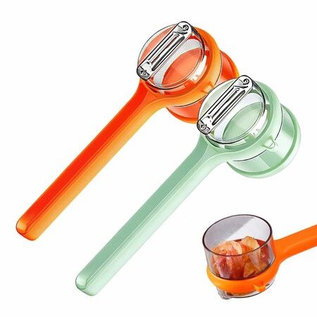 2Pcs Peeling Knife with Storage Box, Fruit and Vegetable Peeler with Container, Stainless Steel MultiFunction Peeler for Home Kitchen