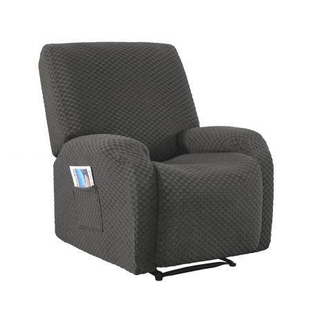 Artiss Recliner Chair Covers with Storage Side Pockets Grey Fabric