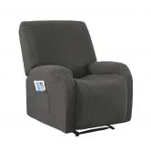 Artiss Recliner Chair Covers with Storage Side Pockets Grey Fabric