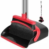 Broom and Dustpan Set,52-in Long Adjustable Handle Broom Dustpan Combo with Dustpan Teeth to Automatically Clean Hair
