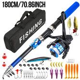 Kids Fishing Rod And Reel Set 1.8 Metre Telescopic Pole Complete Beginner Kit With Bait Tackle Accessories And Carry Bag For Outdoor Family Trips