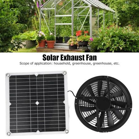 Solar Powered Exhaust Fan Kit 12W 12V Waterproof Portable Ventilator with Metal Guard for Chicken Coops Greenhouses Sheds Pet Houses and Windows
