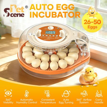 Auto Egg Incubator 26-59 Eggs Hatcher Breeder Automatic Turning Stop Humidity Control Hatching Chicken Duck Bird Quail Poultry Water Refill Candler
